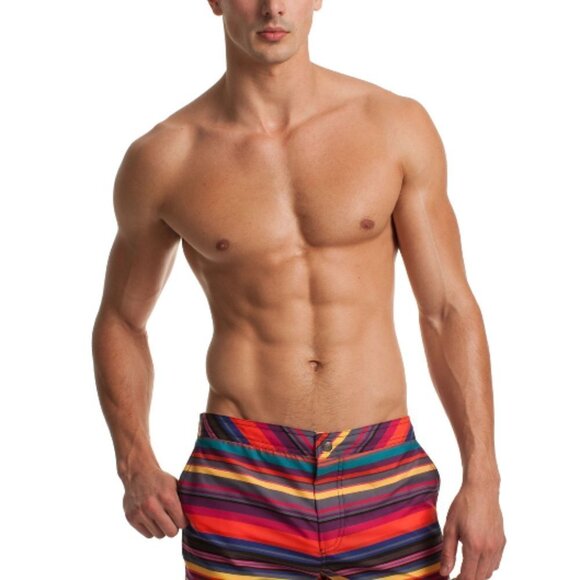 💕MR TURK (TRINA TURK)💕 Striped Chico Swim Trunks - Picture 1 of 8